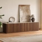 Aura 2130mm Mid-Century Modern Ash Wood Slatted - Image 2