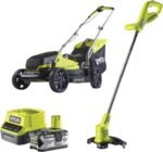 Ryobi 18V ONE+ Cordless 33cm Lawn Mower and 23cm Grass Trimmer Set