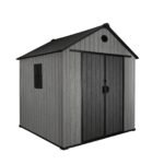 Pro Grade 6ft x 8ft Premium Plastic Double Door Garden Shed - Grey/Anthracite Wood Touch Texture - Image 3