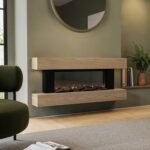 Amberglo Oak Wall-Mounted Electric Smart Fire Place with Surround