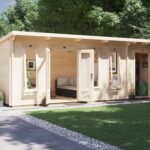 Log Cabin With Side Shed Storage W6.5m x D3m