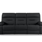 3 Seater Real Leather Cinema Recliner Sofa in Black Electric Couch with Massage