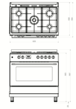 Ferre F9S60GF-IN 90cm Gas Range Cooker With Double Turbo Fan & 6 Burner Gas Hob - Image 2