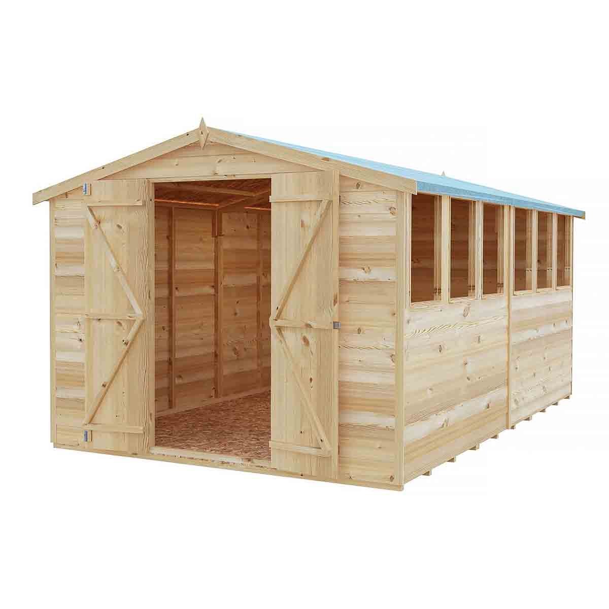 Shire Garden Value Overlap 12 x 8 Double Door Apex Shed - Image 1