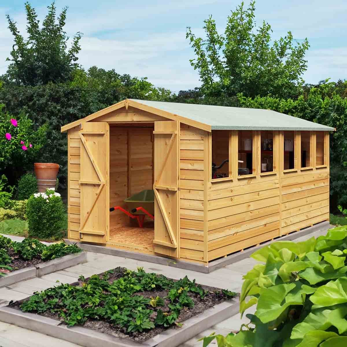 Shire Garden Value Overlap 12 x 8 Double Door Apex Shed - Image 3