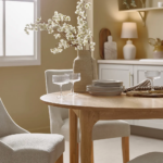 Oak Furnitureland Durham Natural Oak Round Dining Table 120cm + 4 Zola Chairs in Conway Stone Fabric with Oak leg - Image 4