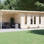 Log Cabin With Gazebo 8m x 3m Log Cabin & Side Gazebo