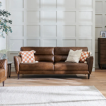 Oak Furnitureland Houston Whiskey Leather Sofa 4 Seater Sofa Lucca Range - Image 3