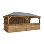 Wooden Garden Bar 6m x 3m Outdoor Pub Gazebo With Counter Leviathan Sidewall. Dunster House