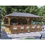 Wooden Garden Bar 6m x 3m Outdoor Pub Gazebo With Counter Leviathan Sidewall. Dunster House - Image 2