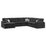 Oak Furnitureland Fabric Sofa 6 Seater Left Hand Corner Sofa with Chaise - Image 3