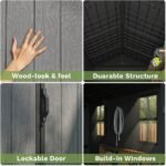 Pro Grade 6ft x 8ft Premium Plastic Double Door Garden Shed - Grey/Anthracite Wood Touch Texture - Image 9