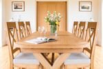Provence 2.8m Large Double Extending Cross Leg Dining Table Oval Corners - Image 2