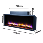 Endeavour Fires Media Wall Inset Electric Fire 3D Fuel Bed & LED Flames - Image 3